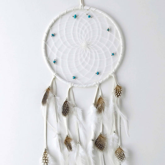 Dream Catcher - 6" White Dream Catcher with Semi-precious Stones