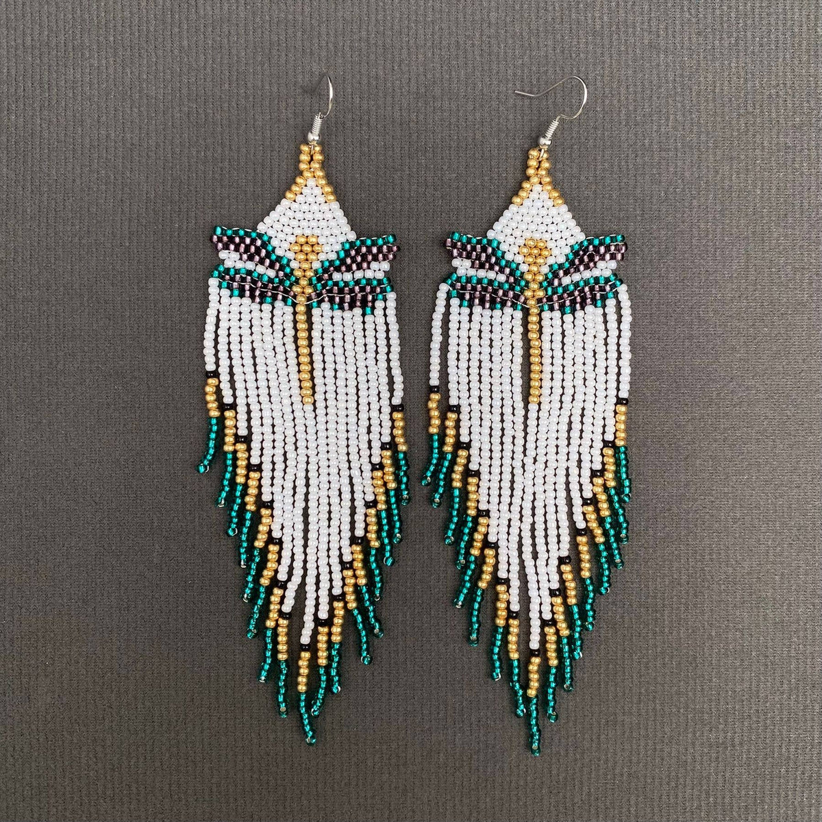 Bohemian Dragonfly Seed Beads Fringe Dangle Earrings - SB