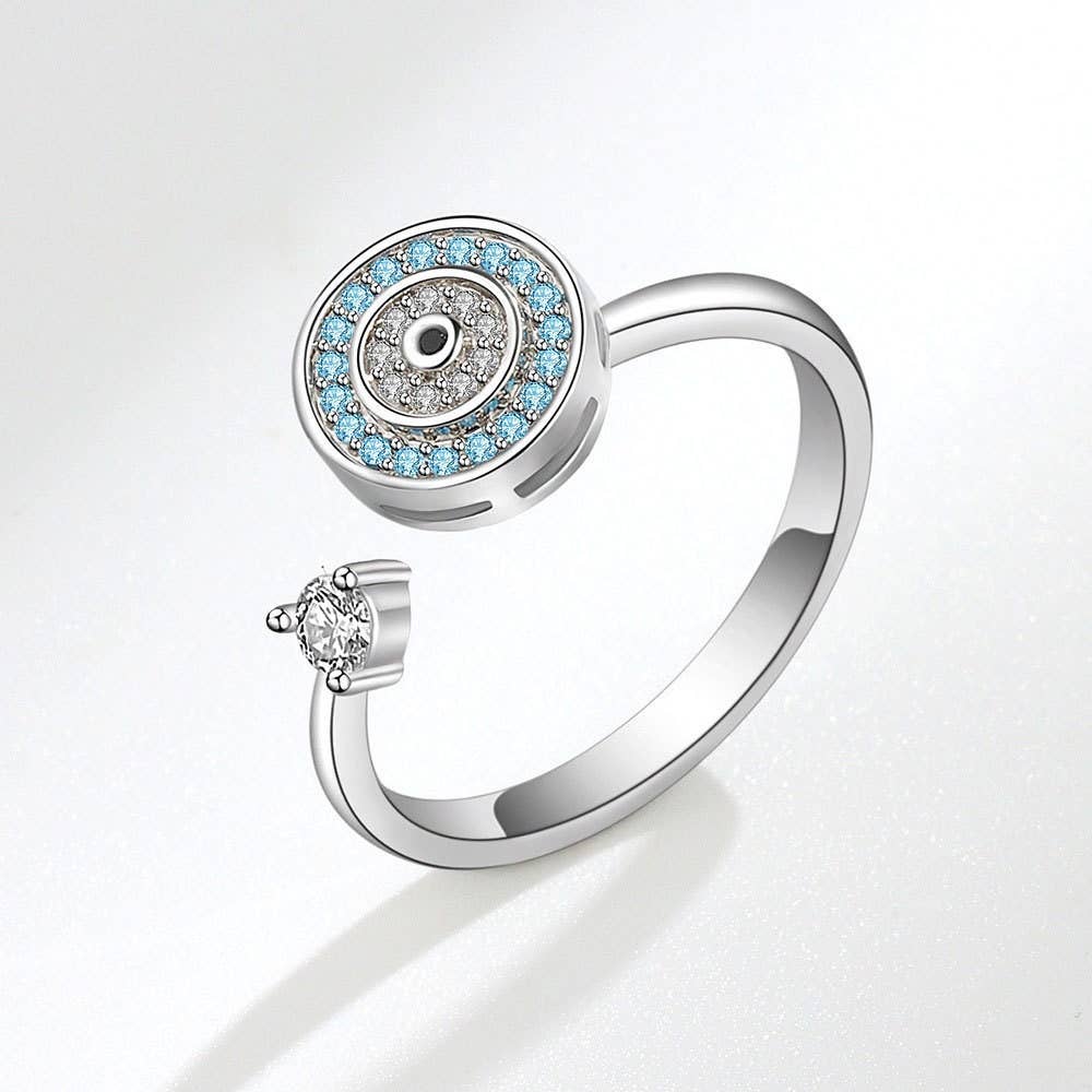 Evil Eye Anxiety Fidget Spinner Ring in 925 Sterling Silver: Gold / Solid Copper