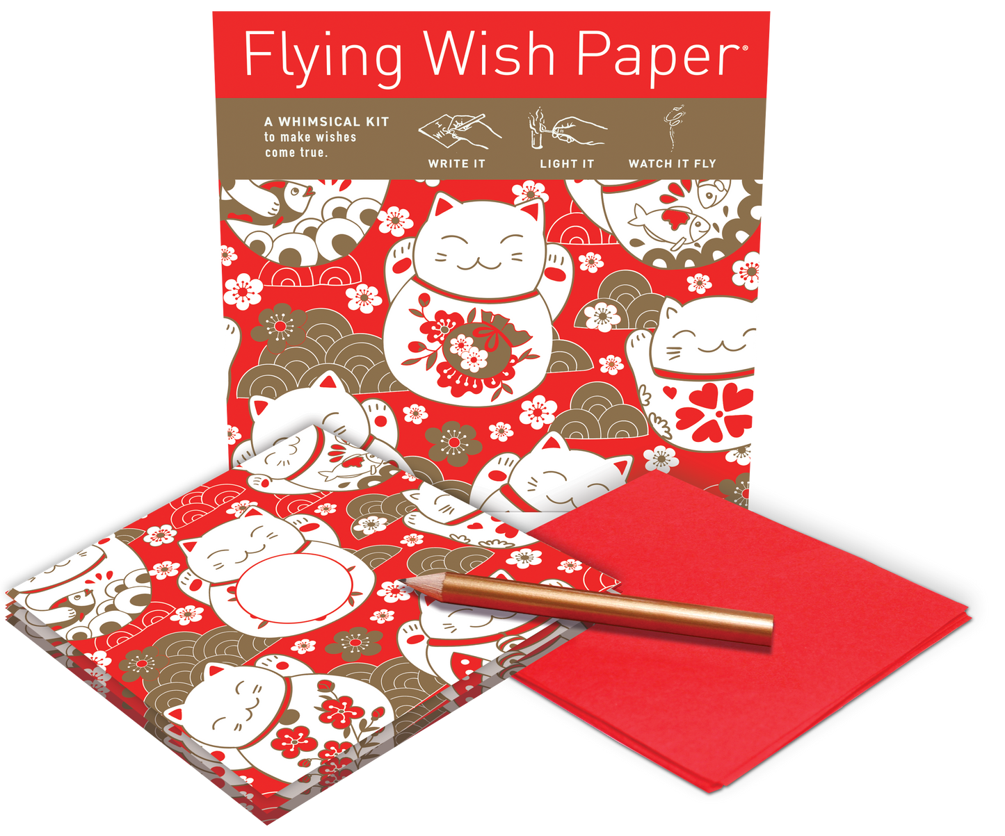 Flying Wish Paper - Lucky Cat / Wish-Making Kit / 15 WISH PAPER™ + Accessories