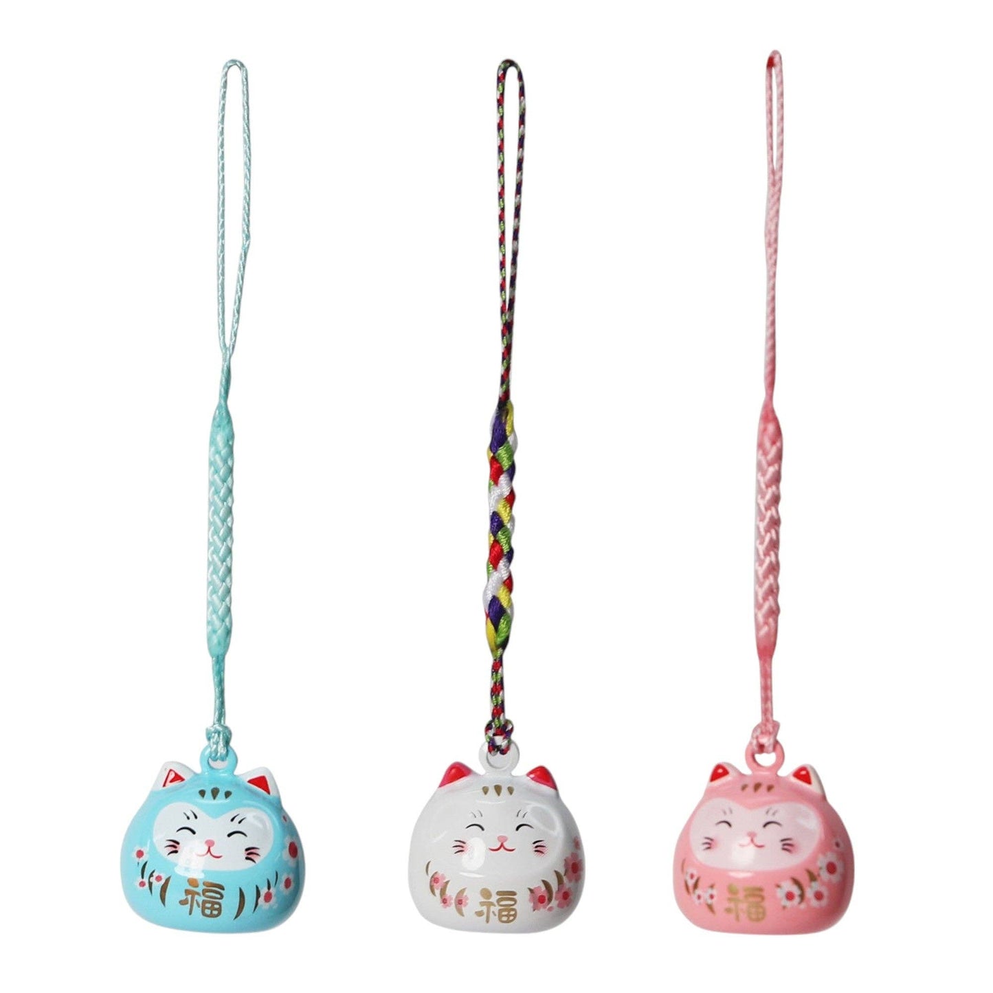 Daruma Cat Bell Charm - Pastels