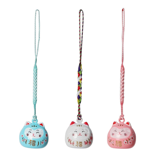 Daruma Cat Bell Charm - Pastels
