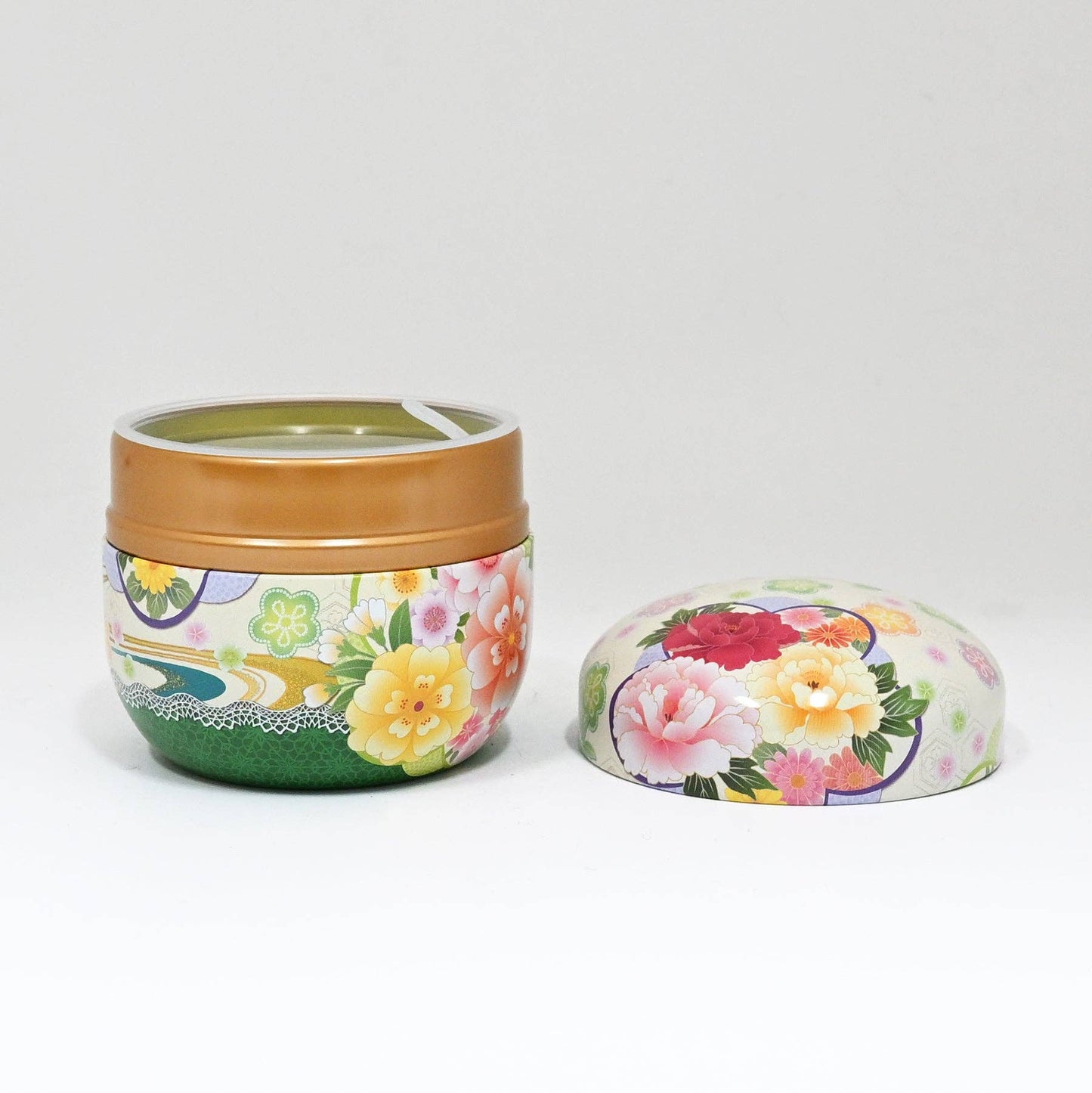 Tea Leaves Container 3.5 FL Oz Floral Green