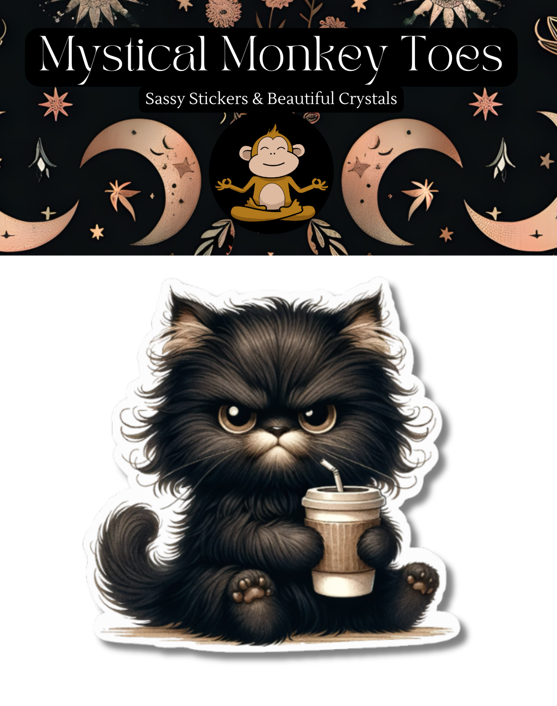 Sticker MMT - Grumpy Coffee Cat Vinyl