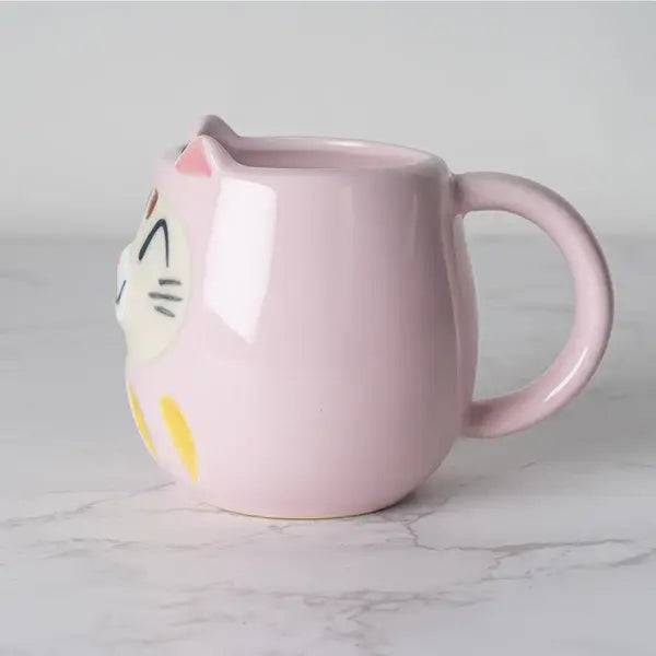 Japanese Daruma Cat Yunomi Style Tea Mug