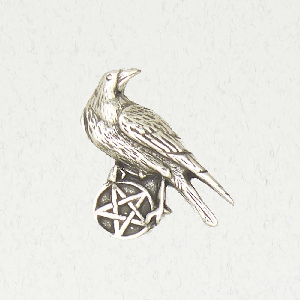 Wicca Pewter Pendant Necklace - Pentacle of the Raven: Pewter