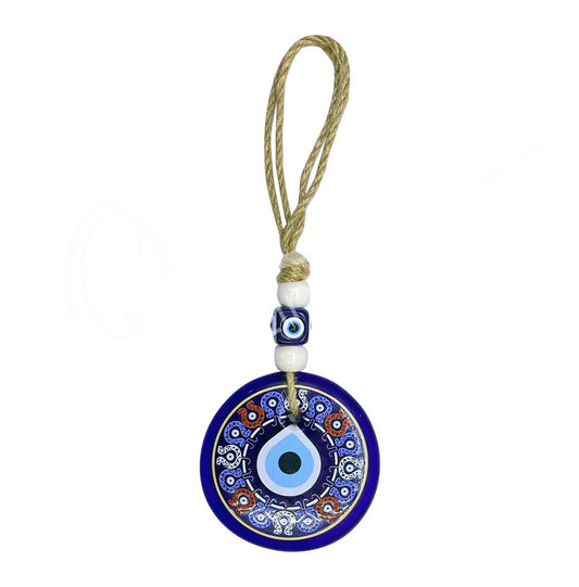 (PC)EVIL EYE HANGING - GLASS PRINTED GOOD LUCK 3.25"DIA.