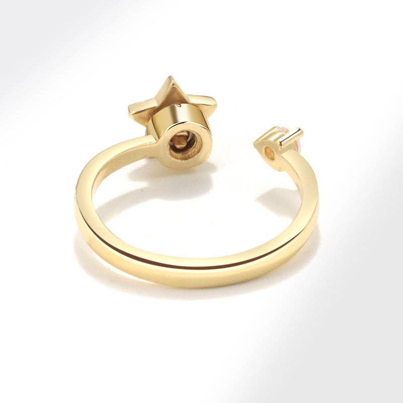 White Star Anxiety Fidget Spinner Ring in Solid Copper: Gold