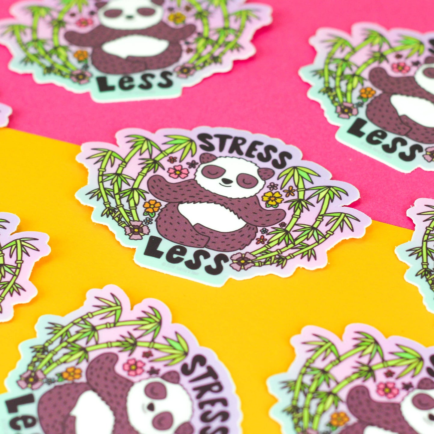 Sticker - TS - Stress Less Panda Stress Free Yoga Meditation Vinyl