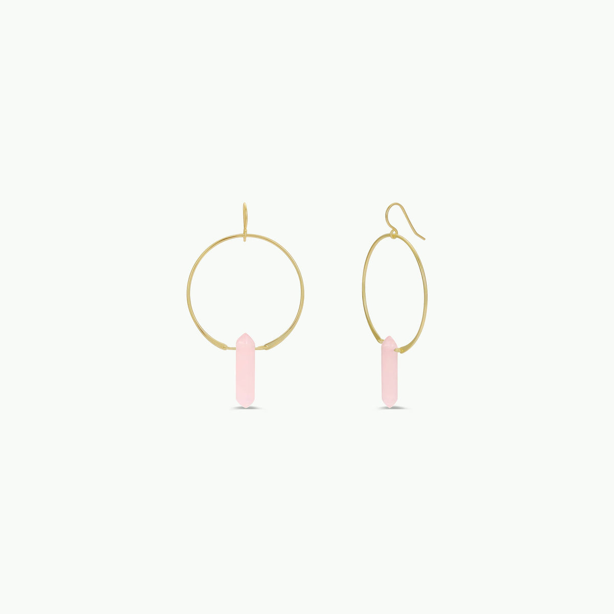 Earrings - JaxKelly Hoops - Rose Quartz - Gold Earrings