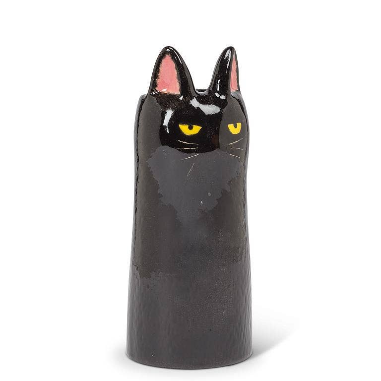 Skinny Cat Vase-6"H: Brown