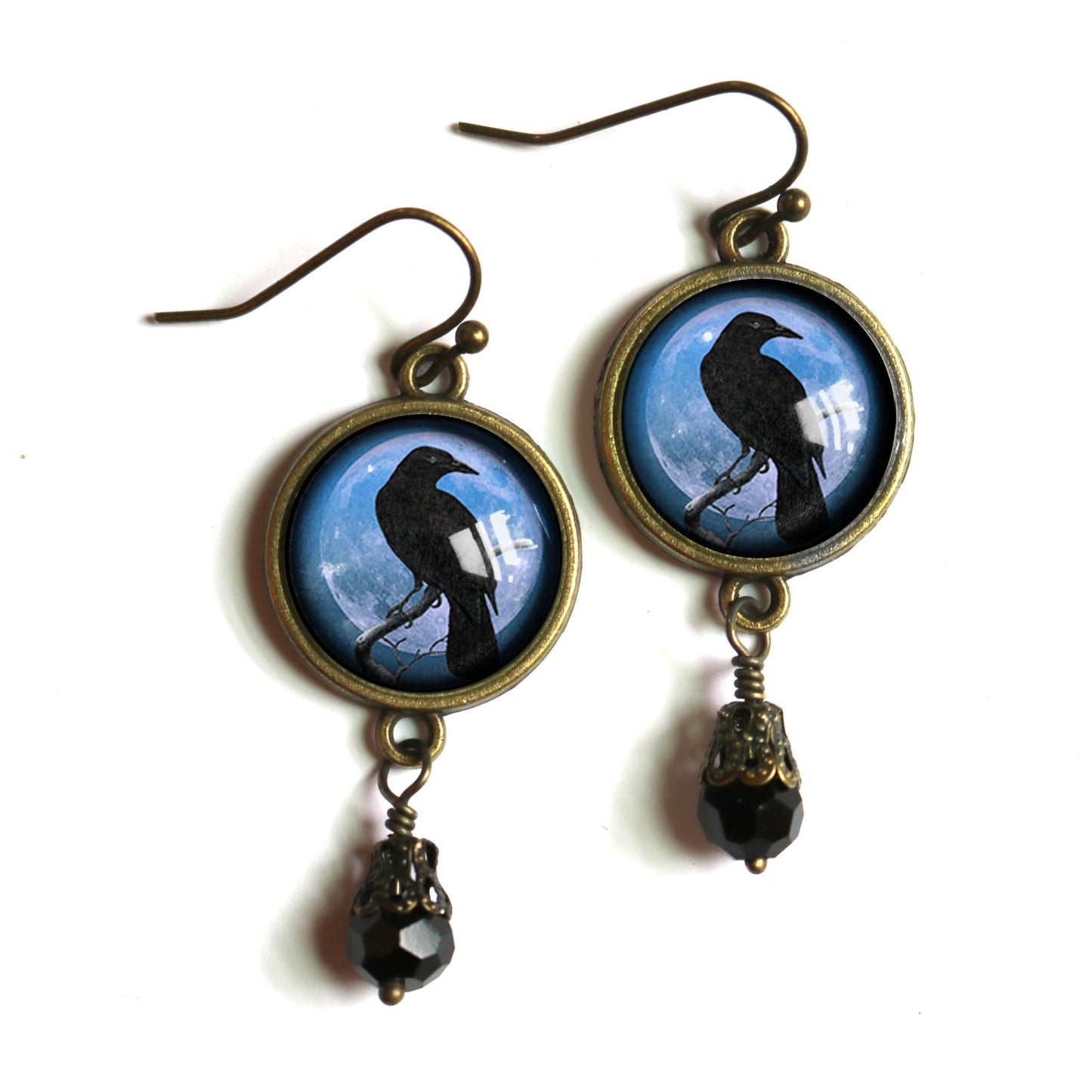 Purple Crow or Raven Goth Halloween Earrings