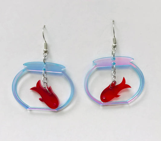 Earrings - Goldfish in Bowl