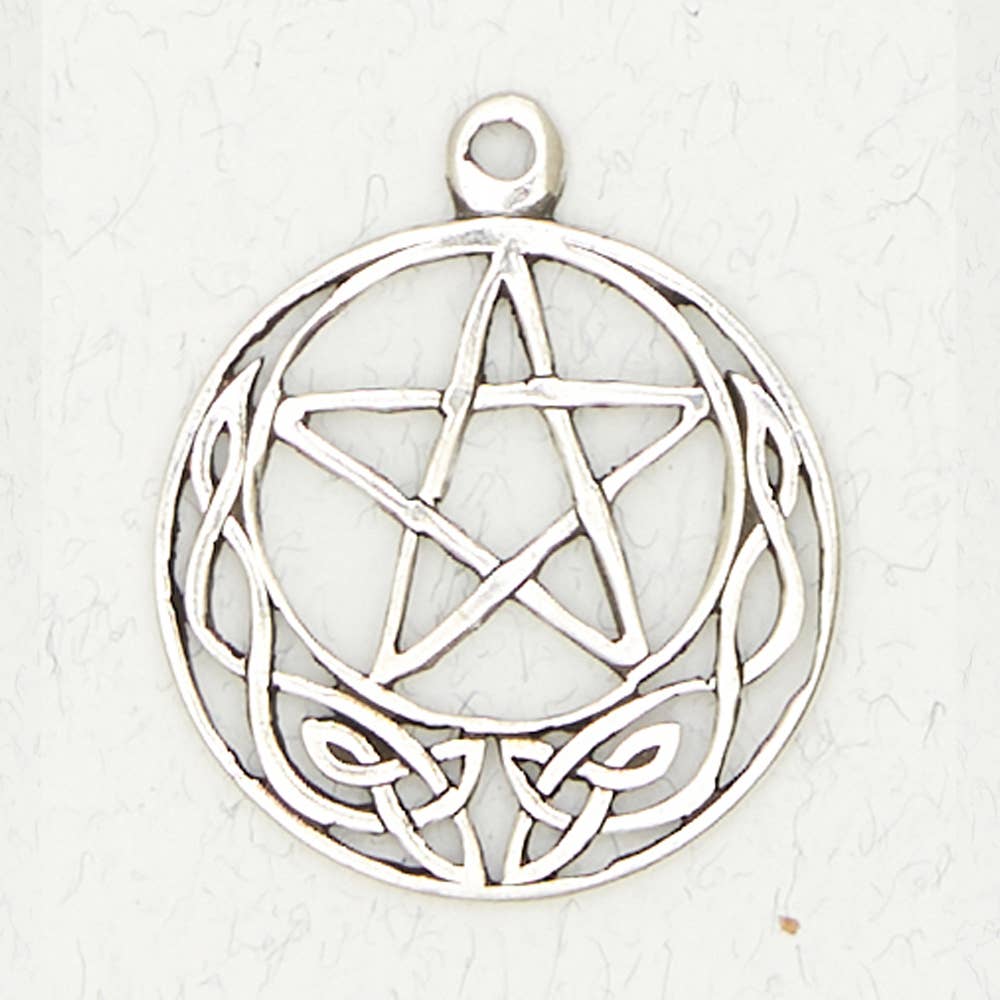 Nirvana Wicca Pendant - Pentacle with Celtic Weave: Pewter