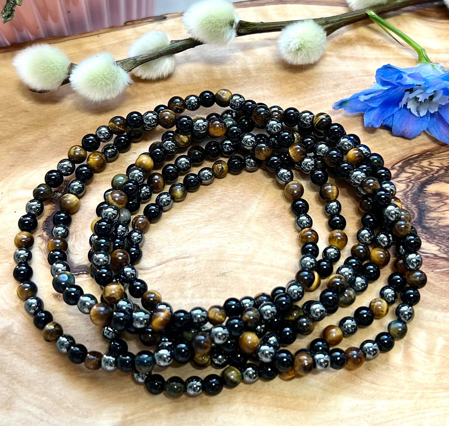 Beaded Bracelets - Natural Protection 4mm 7.5” Stretch Bracelet