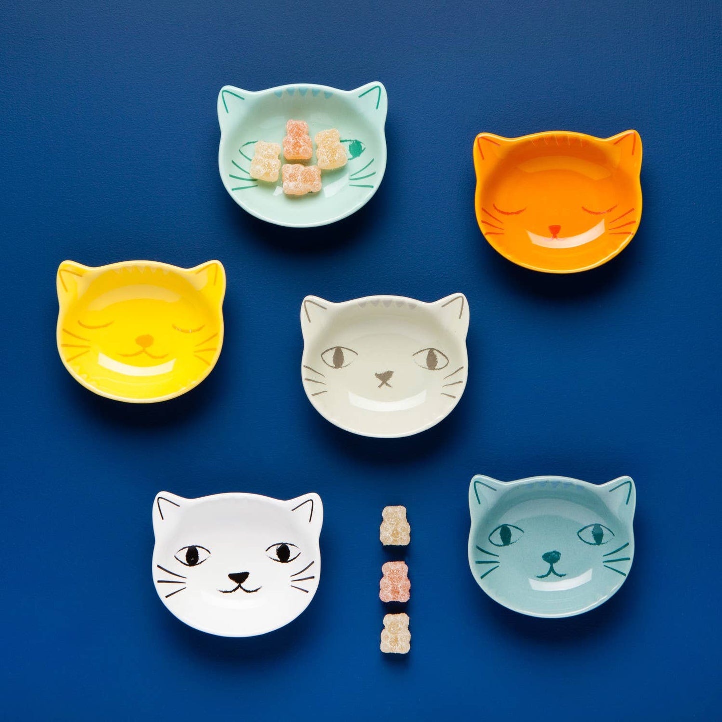 Purrfect Shaped Pinch Bowls Set of 6: Multi-Colored