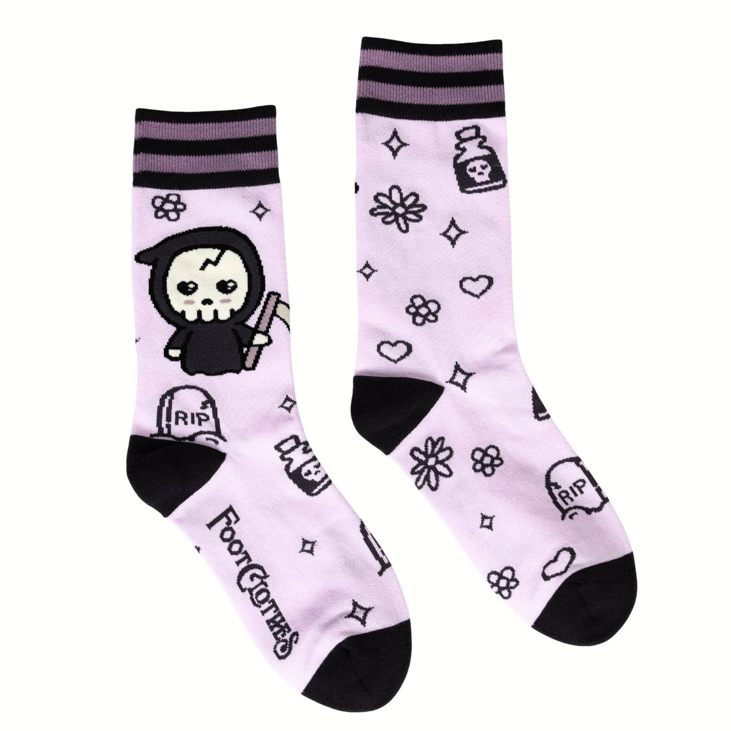 Socks - Foot Clothes - Pastel Goth Grim Reaper Crew