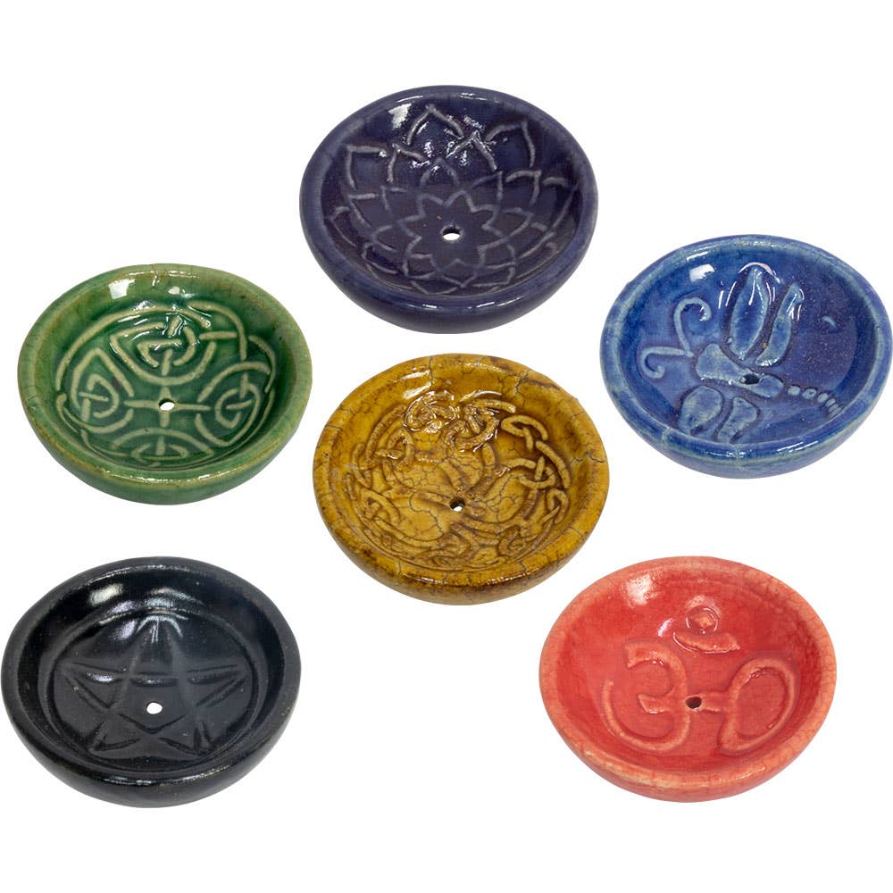 Ceramic Incense Burner Bowls Embossed Assorted