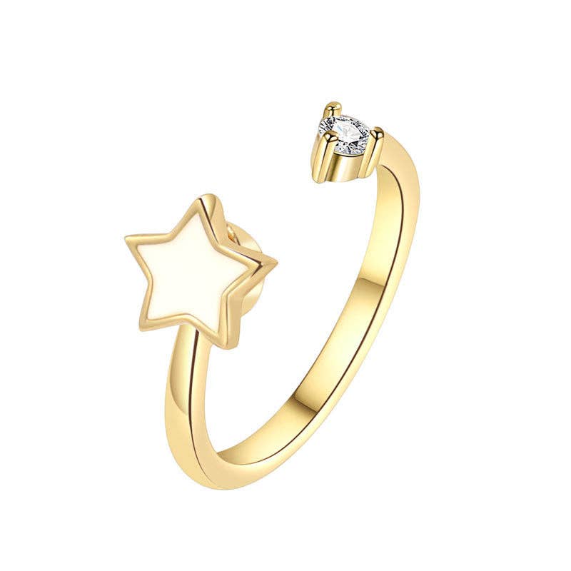 White Star Anxiety Fidget Spinner Ring in Solid Copper: Gold