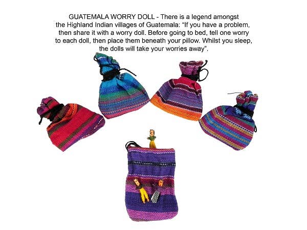 Worry Doll Mini Woven Pouch Drawstring Bag