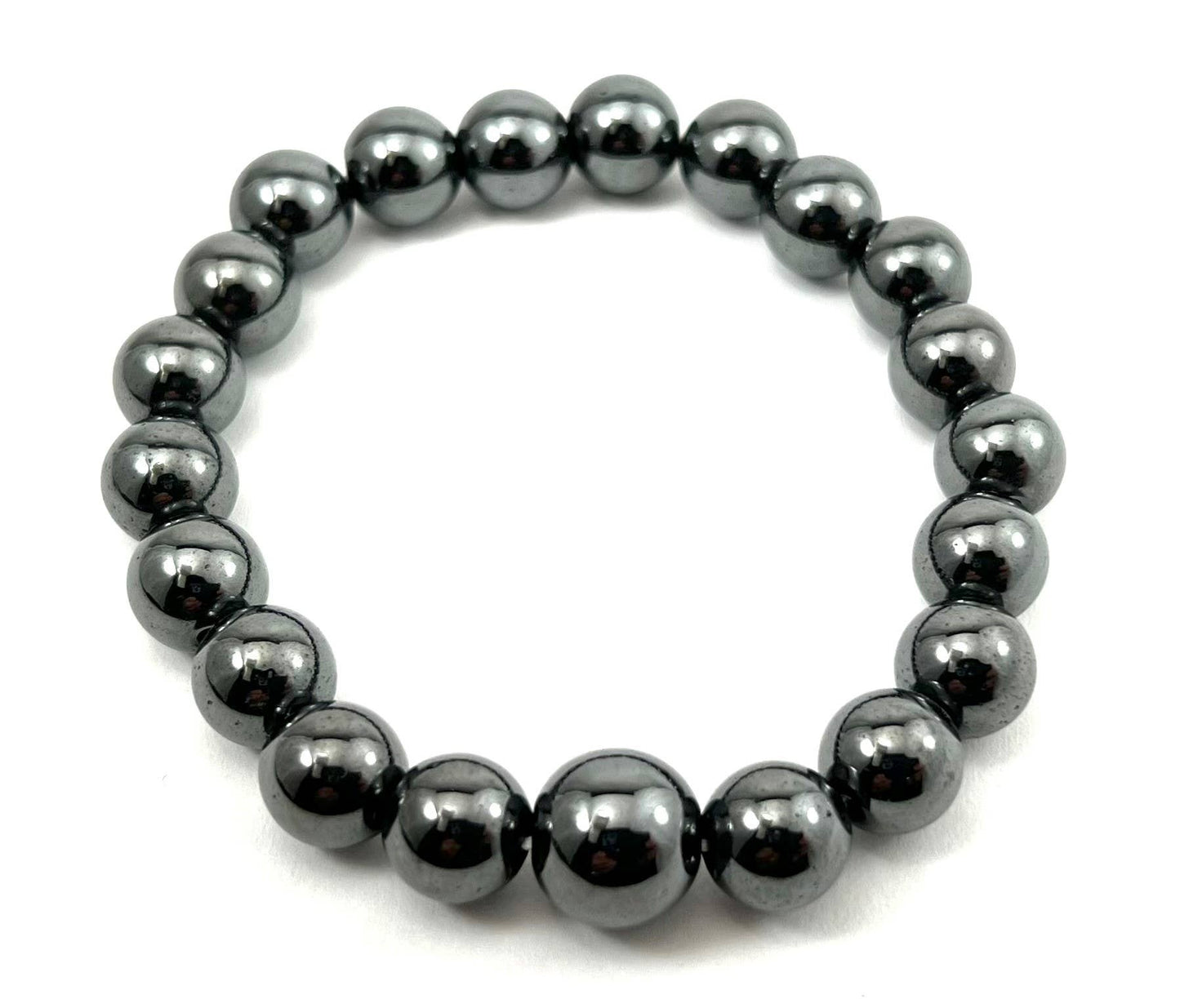 Large Size Hematite Beaded Bracelet - Wrist Mala - 10mm