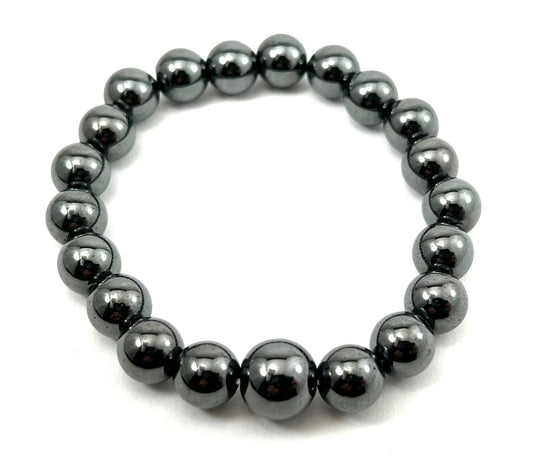 Large Size Hematite Beaded Bracelet - Wrist Mala - 10mm