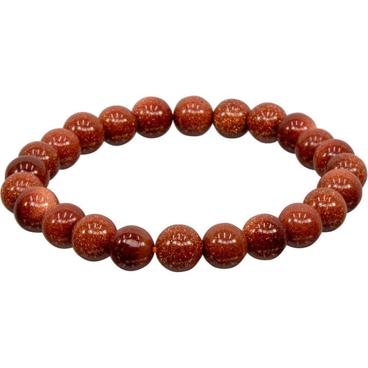 Elastic Bracelet 8mm Round Beads - Goldstone (Each)