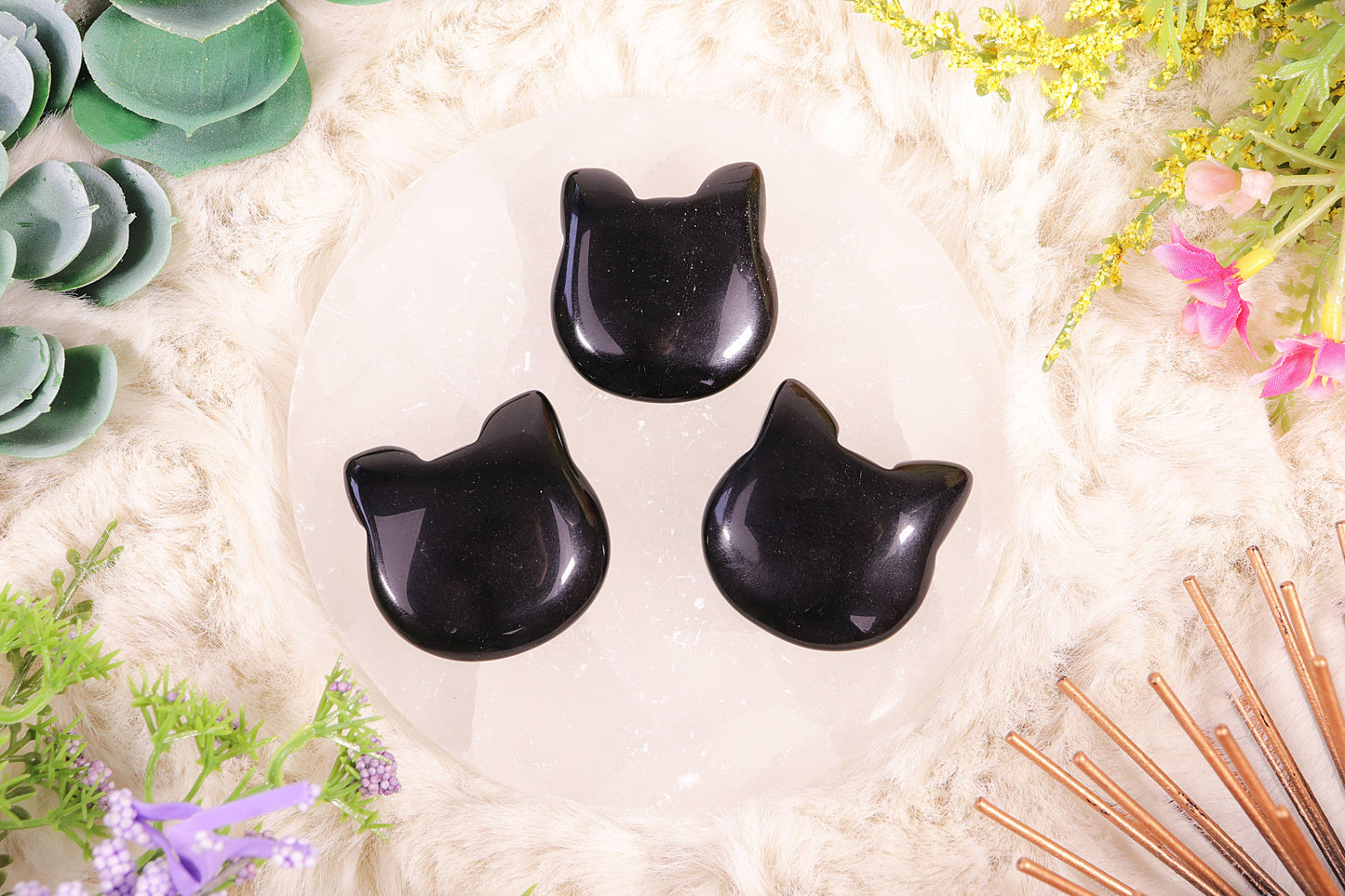 Black Obsidian Kitty Face