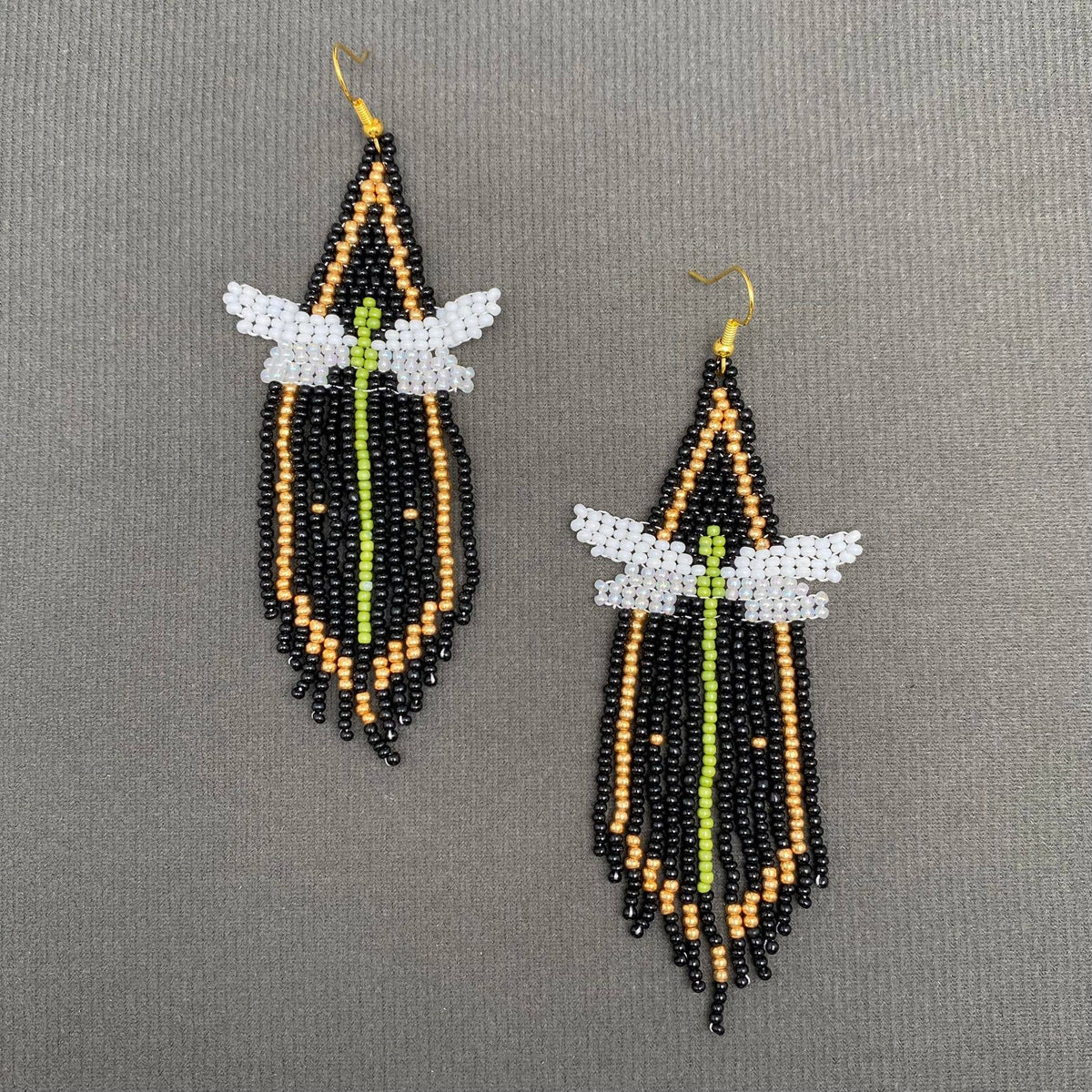 Dragonfly Seed Beads Tassel Earrings - SB