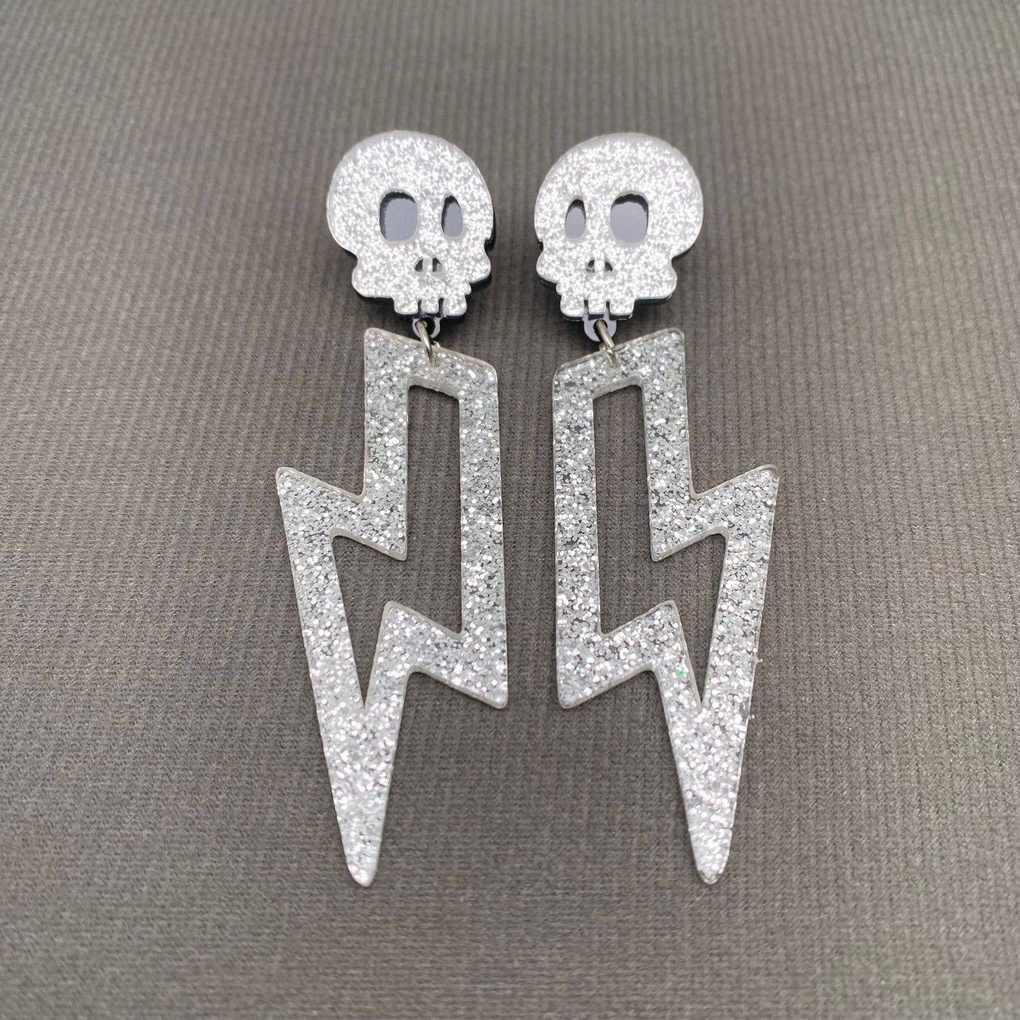 Earrings - Acrylic Lightning Skull