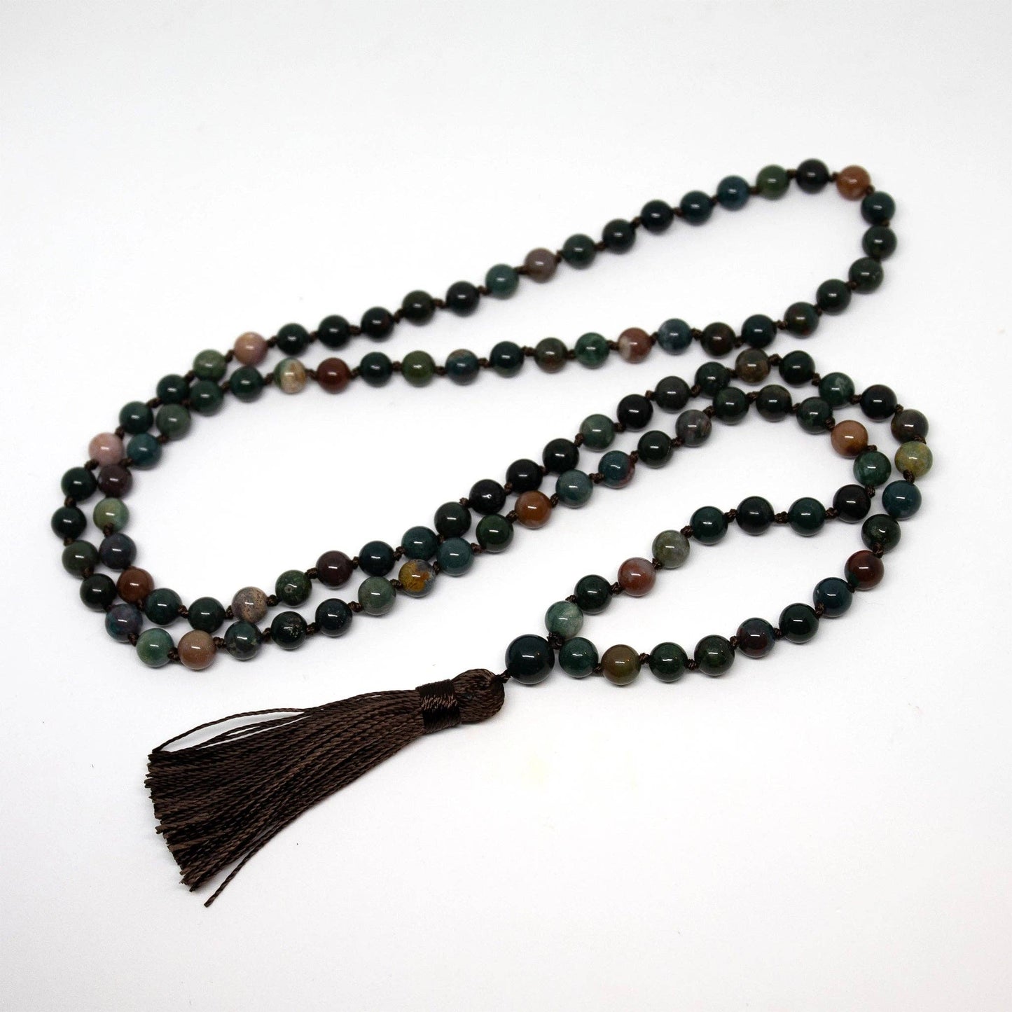 Mala - Bloodstone Knotted 108 Bead Mala 8mm