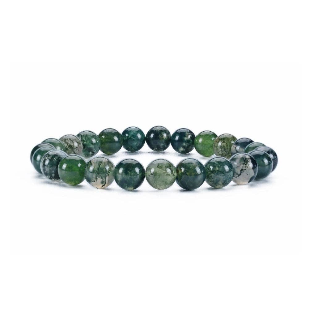 Crystal Bracelet - 8mm Moss Agate, pack of 5