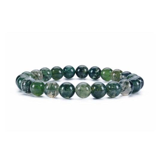 Energy Beads- 8mm Moss Agate Beaded Bracelet