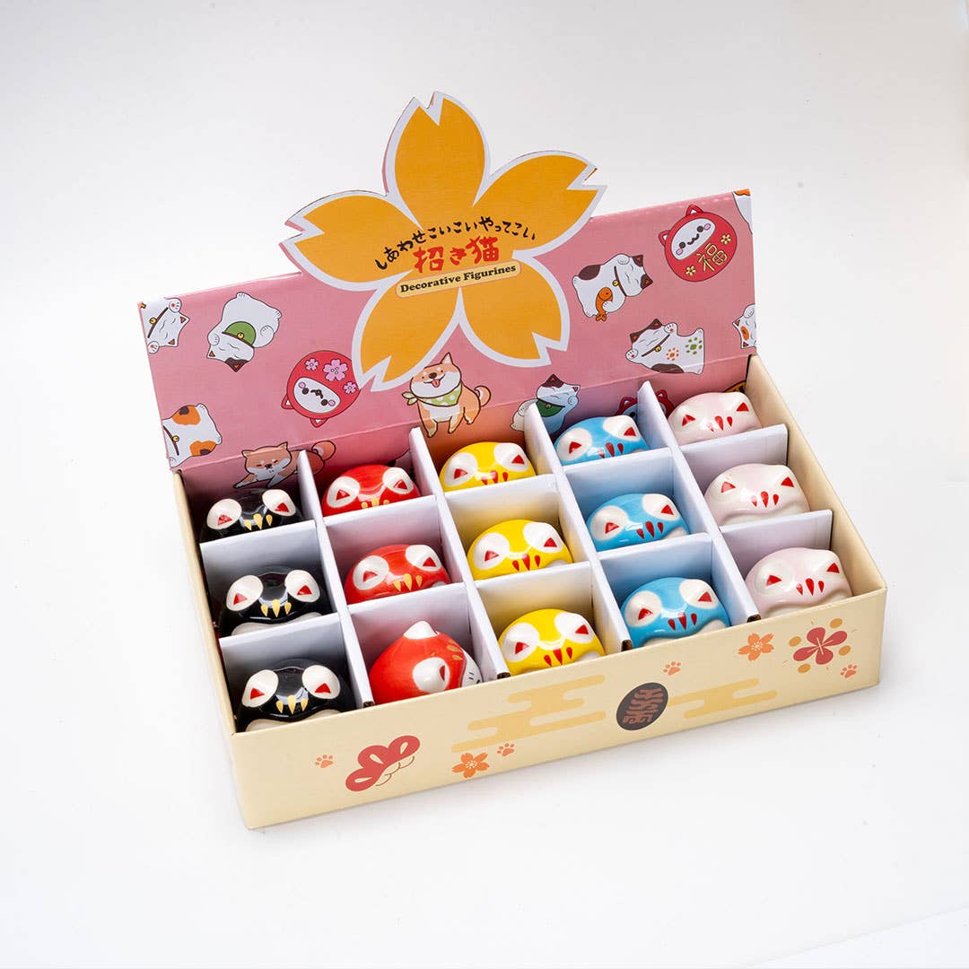 Small Daruma Cat Figurines 2.5 Inch