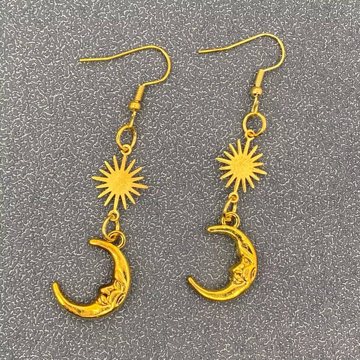 Earrings - Golden Star Moon Linked Dangle