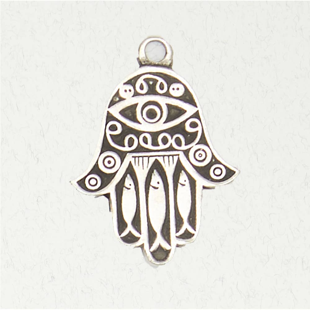 Nirvana Mitzvah Judaic Pendant - Hamsa: Pewter