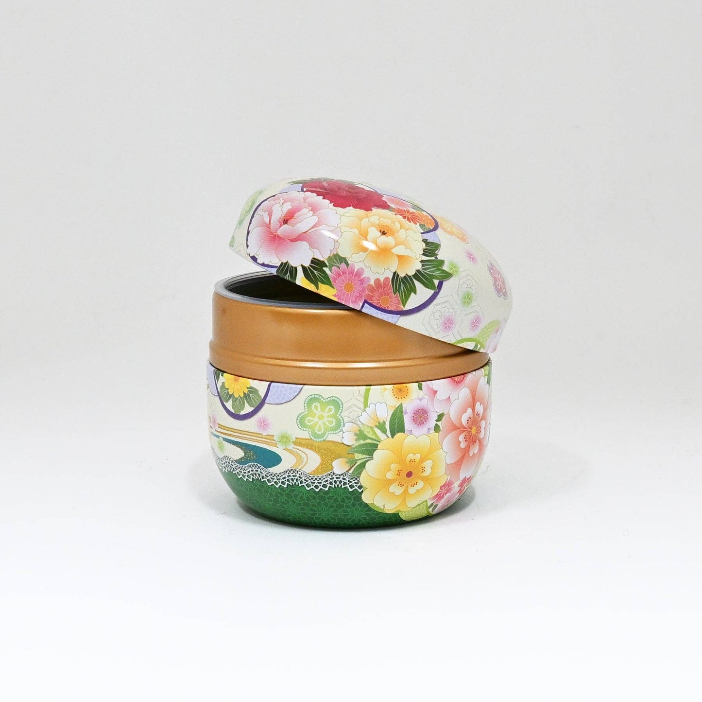 Tea Leaves Container 3.5 FL Oz Floral Green