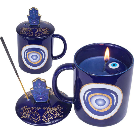3 in 1 Ceramic Mug Candle & Incense - Fatima Hand Design