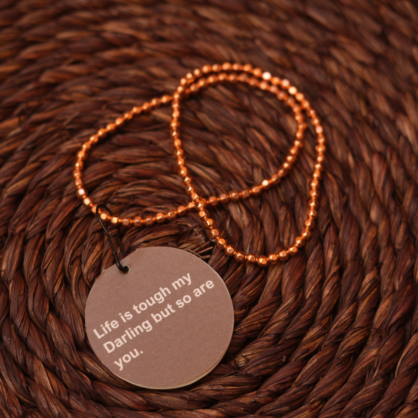 Genuine and solid Copper Bead Bracelet: 4mm round beads