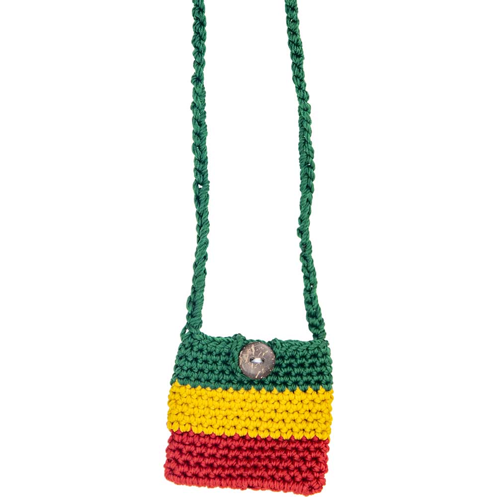 Cotton Crystal Pouch Crocheted - Rasta