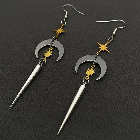 Cone, Star & Moon Dangle Earrings