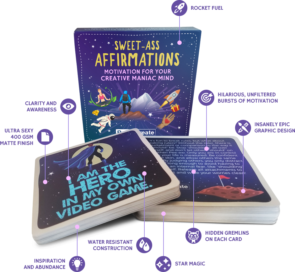 Sweet-Ass Affirmations Deck - 60 Potent Affirmation Cards