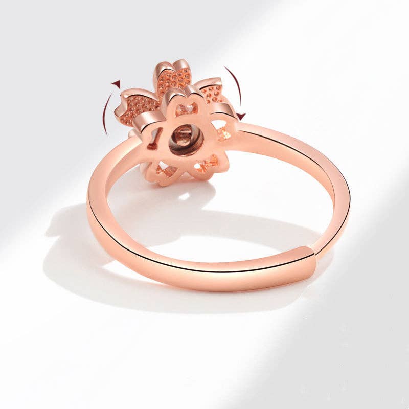Peach Blossom Fidget Spinner Ring in 925 Sterling Silver: Solid Copper