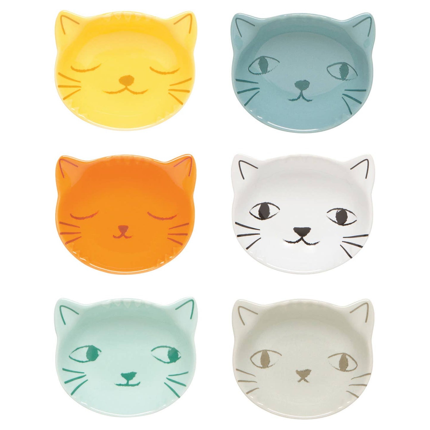 Purrfect Shaped Pinch Bowls Set of 6: Multi-Colored