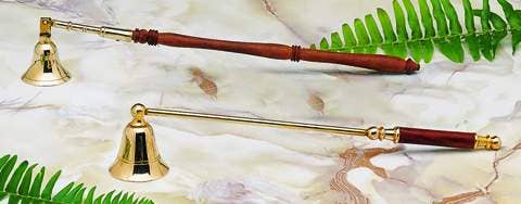 Long Brass / Wood Candle Snuffer
