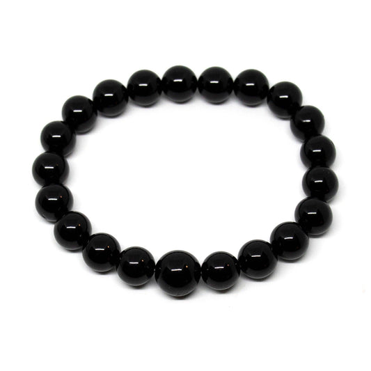 Black Tourmaline Beaded Bracelet Mala - 10mm - Larger Size