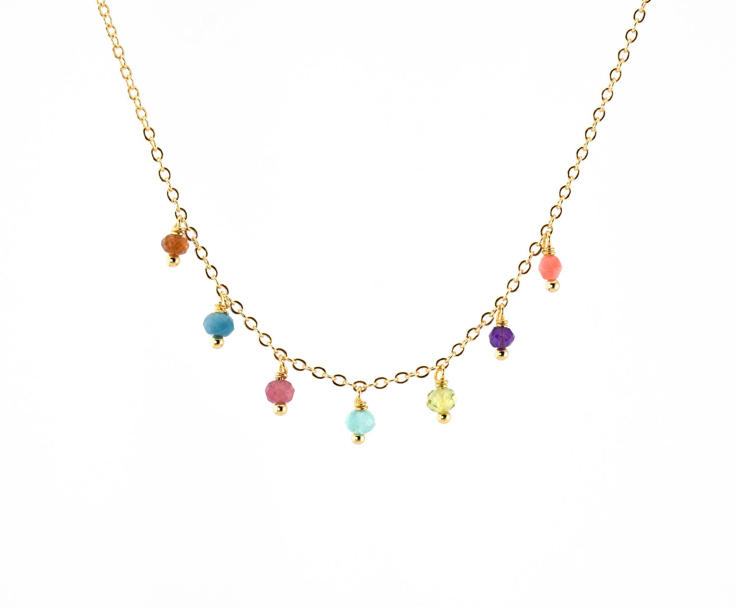 Color Bird Multicolor Dainty Gemstone Fringe Necklace