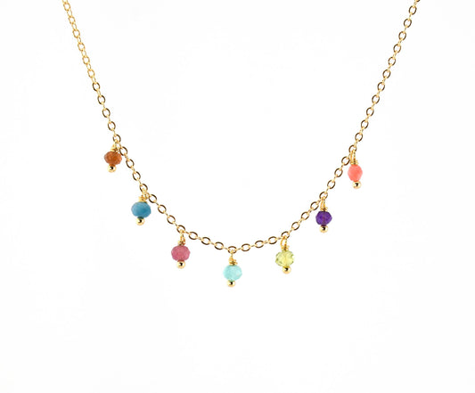 Color Bird Multicolor Dainty Gemstone Fringe Necklace