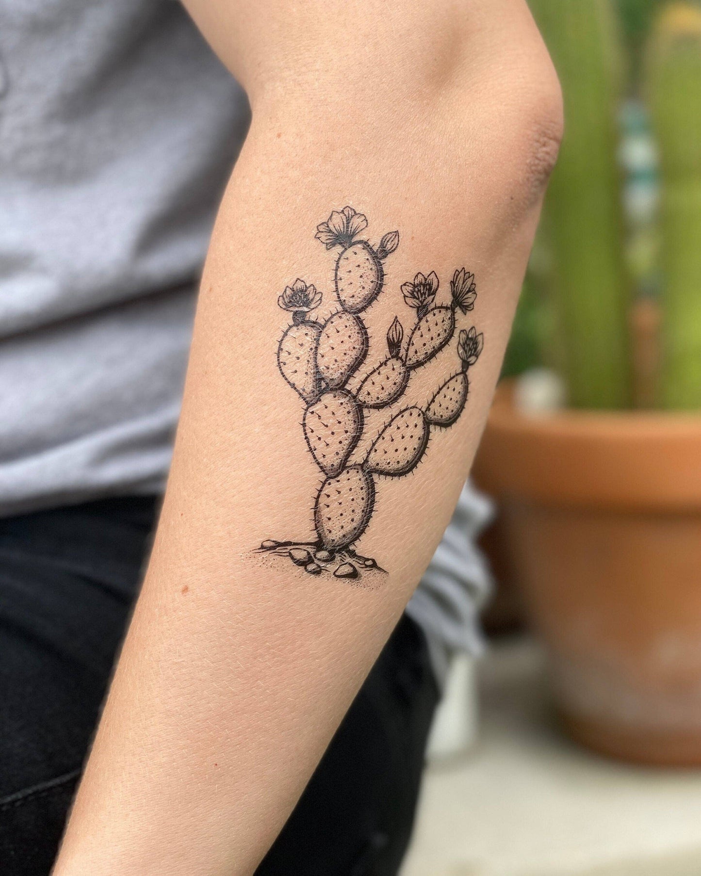 Nature Tats - Prickly Pear Cactus Temporary Tattoo: 1-Pack