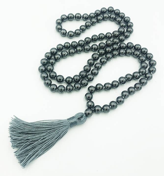 Mala - Hematite Knotted 108 Beads - 8mm